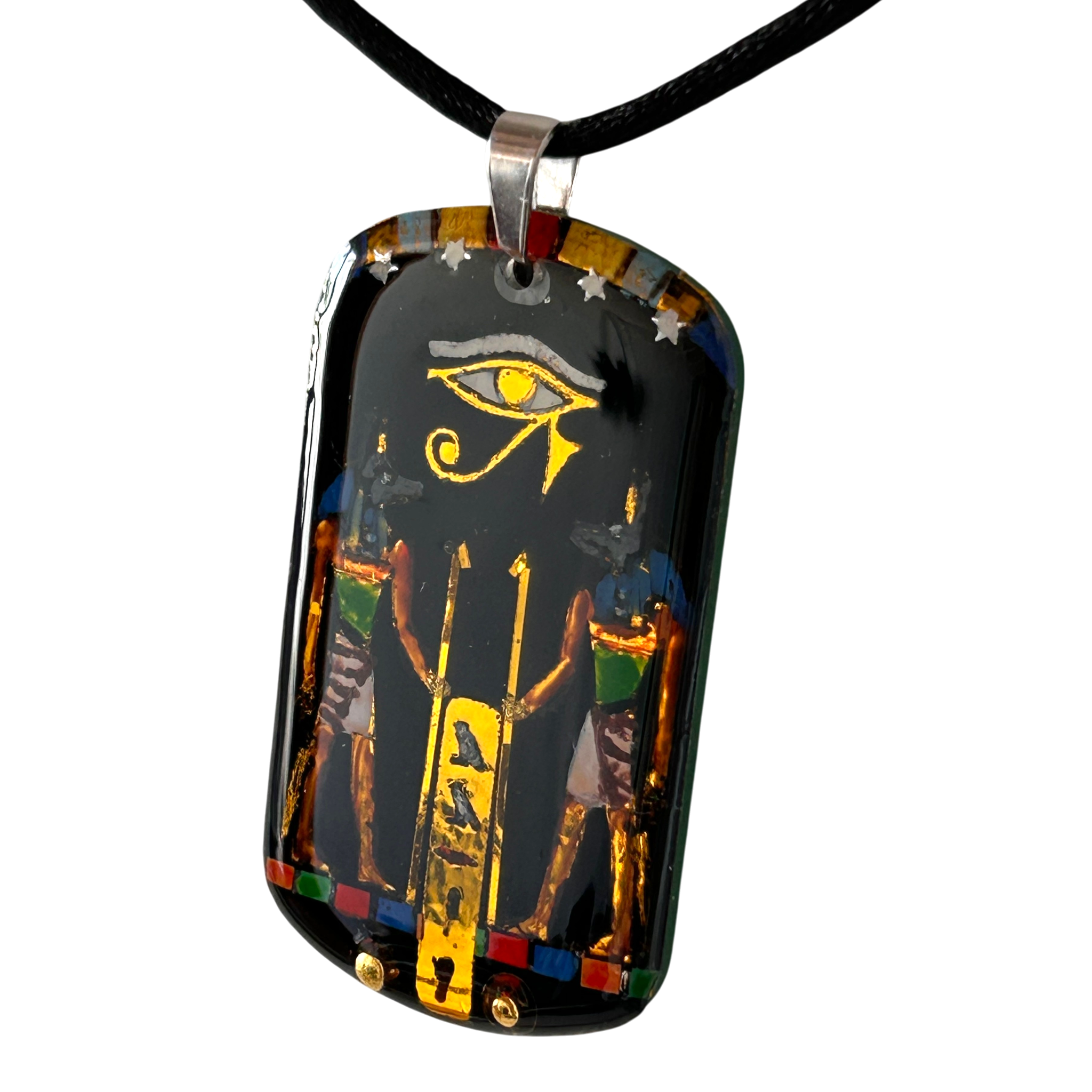 Pendente Egizio Anubi e Occhio di Horus - personalizzato con nome in geroglifico