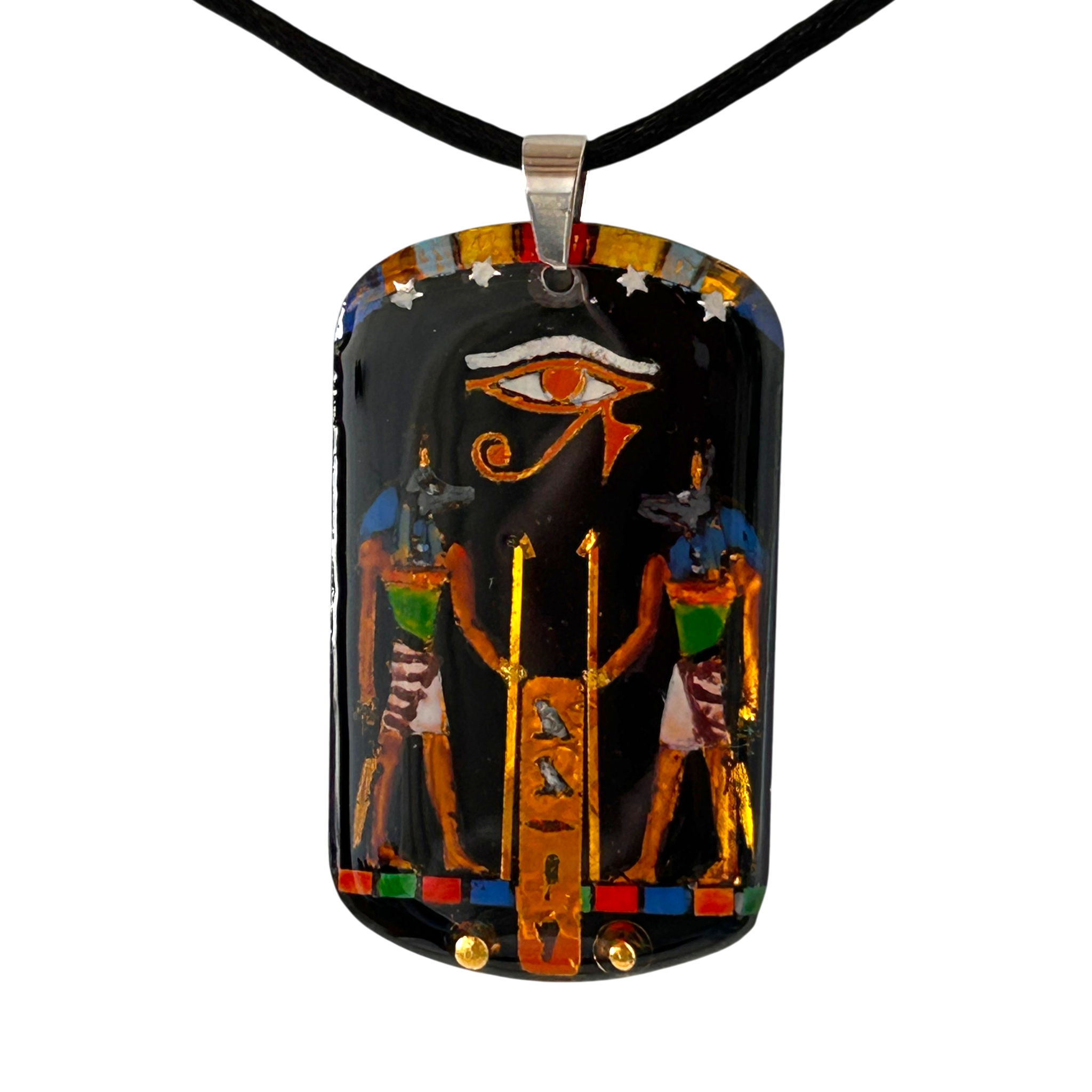 Pendente Egizio Anubi e Occhio di Horus - personalizzato con nome in geroglifico