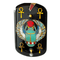 Pendente egizio Scarabeo alato con simboli Ankh - dipinto a mano | Talismano di rinascita rjthw8-is