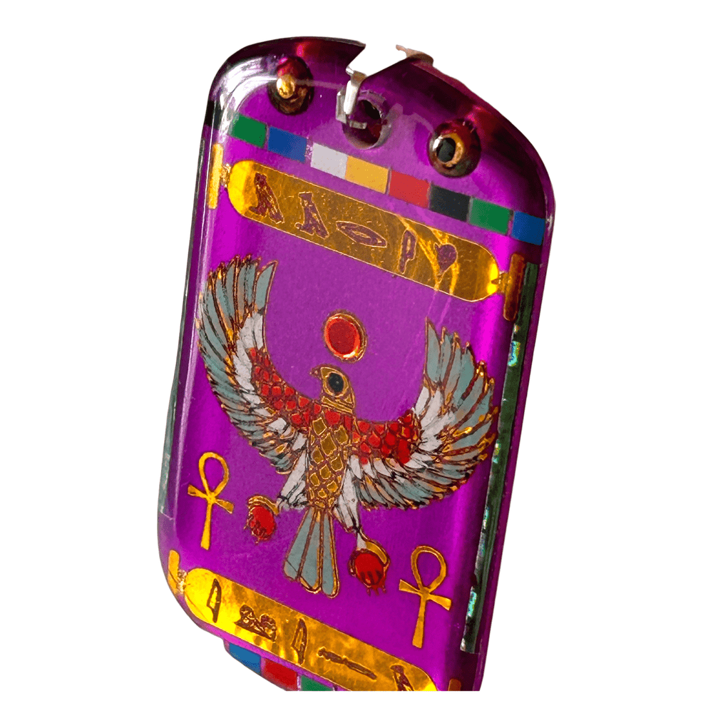 Pendente egizio Falco di Horus con cartiglio geroglifico - Talismano di Protezione rjthw8-is
