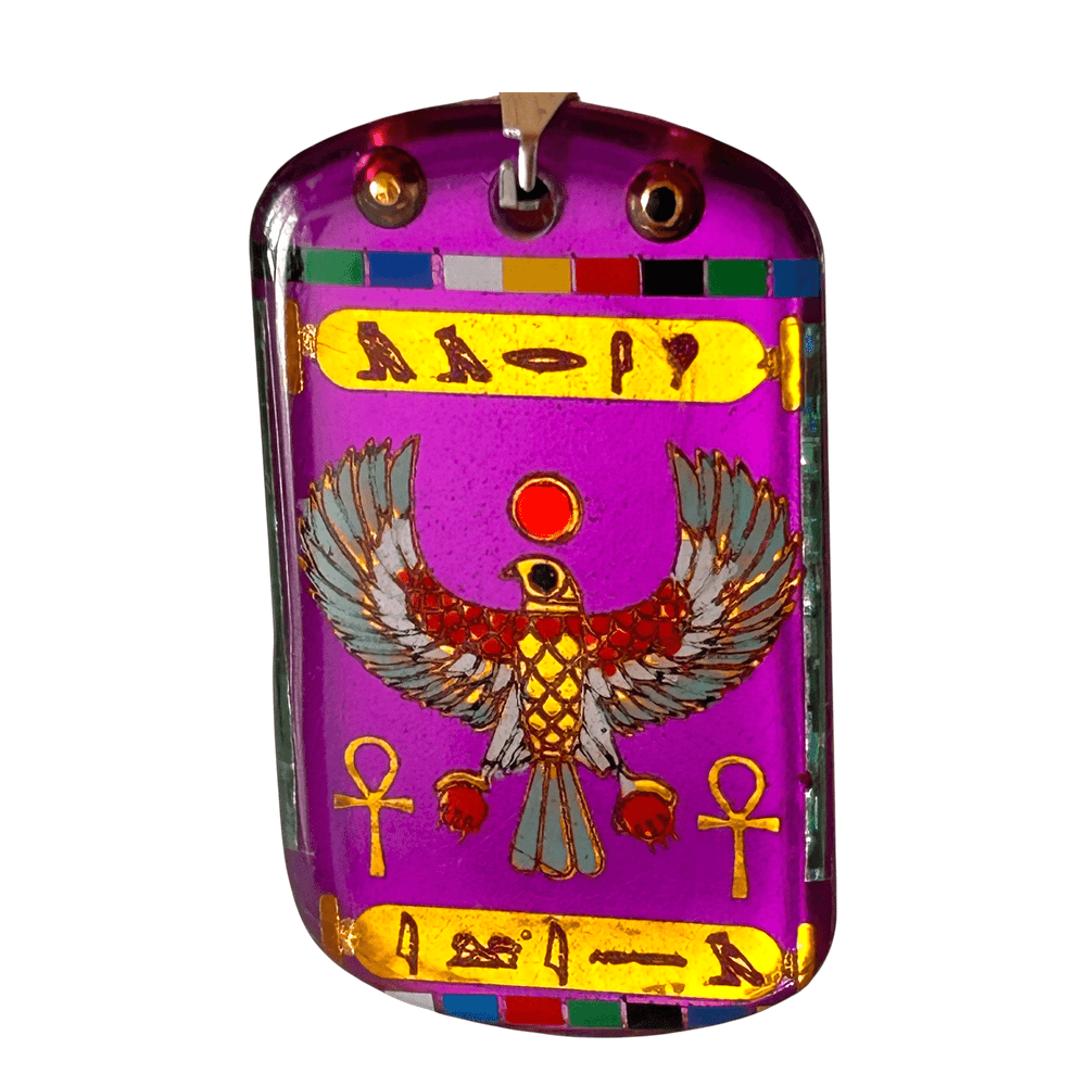 Pendente egizio Falco di Horus con cartiglio geroglifico - Talismano di Protezione rjthw8-is