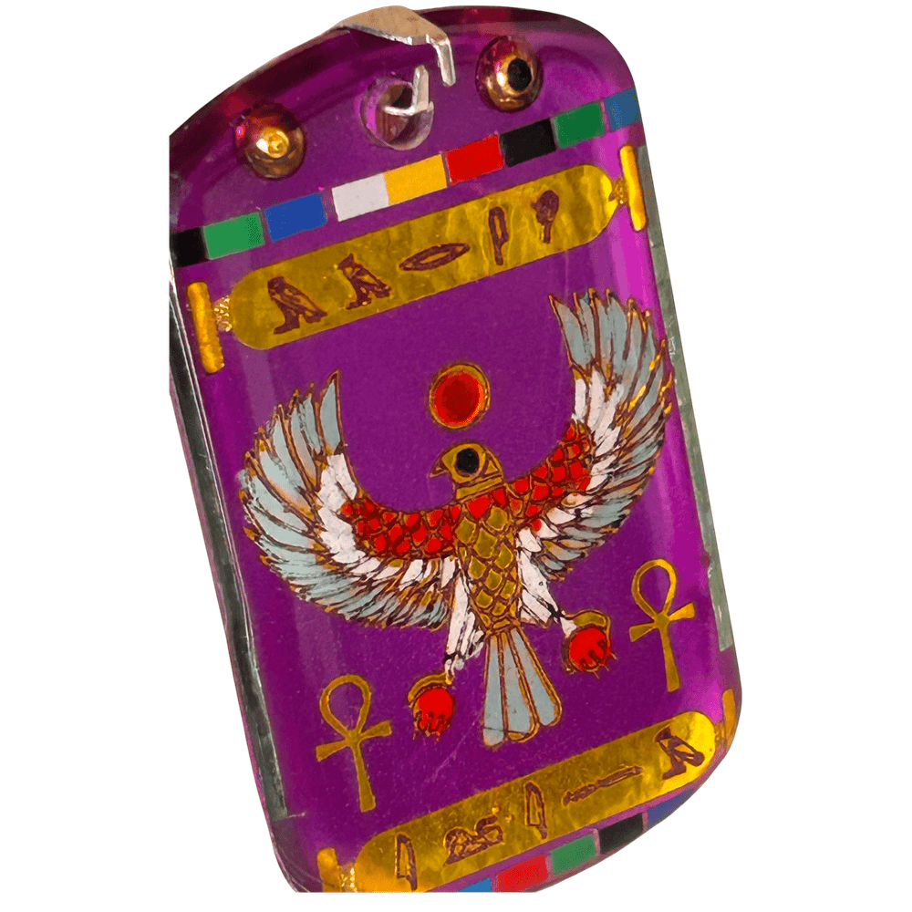 Pendente egizio Falco di Horus con cartiglio geroglifico - Talismano di Protezione rjthw8-is