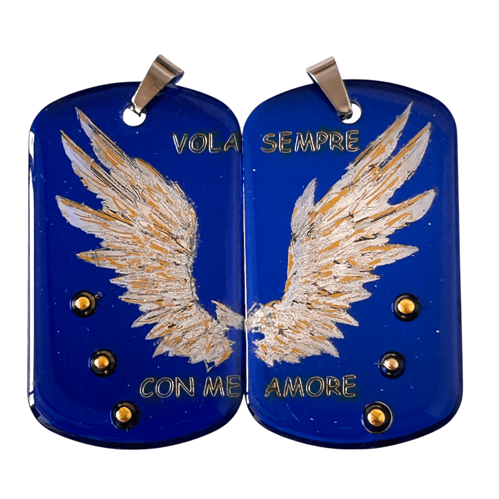 Coppia di Pendenti Complementari Angelo - "Vola Sempre Con Me" | Set Doppio Personalizzabile rjthw8-is