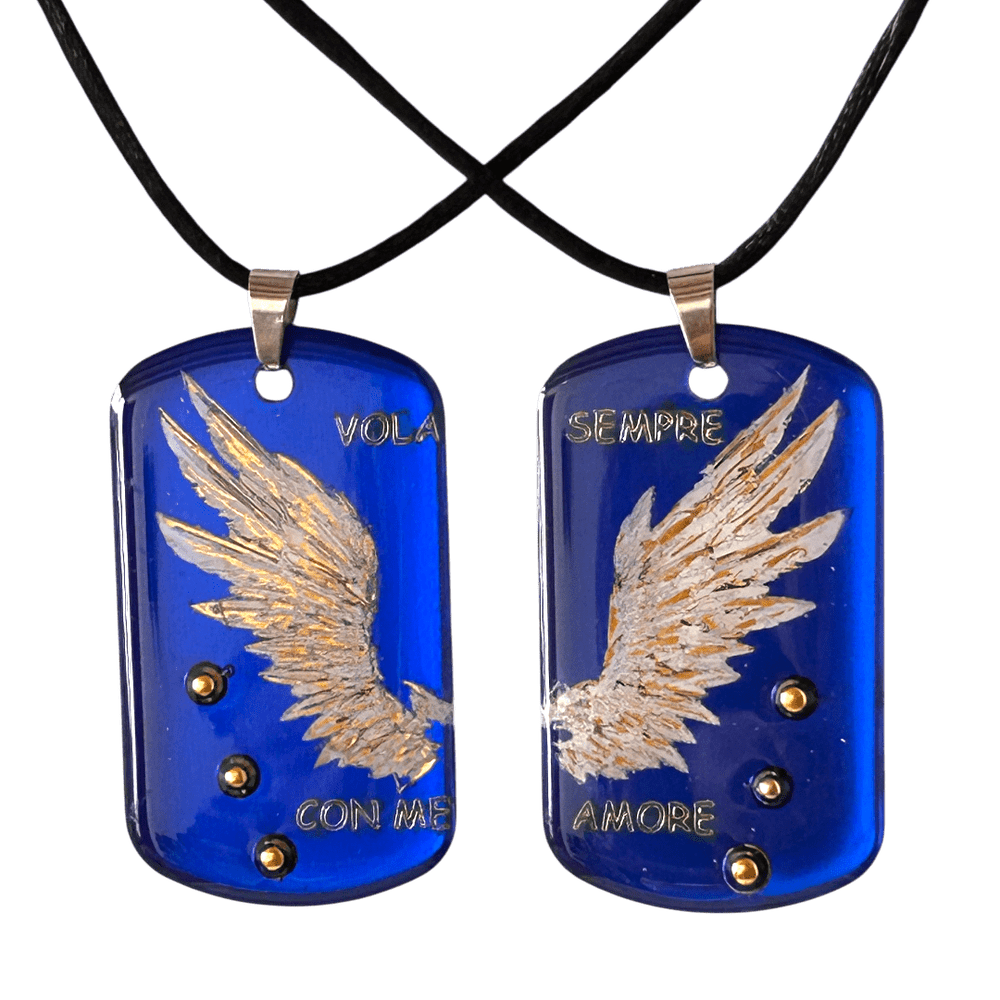 Coppia di Pendenti Complementari Angelo - "Vola Sempre Con Me" | Set Doppio Personalizzabile rjthw8-is