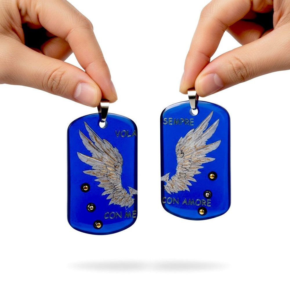 Coppia di Pendenti Complementari Angelo - "Vola Sempre Con Me" | Set Doppio Personalizzabile rjthw8-is