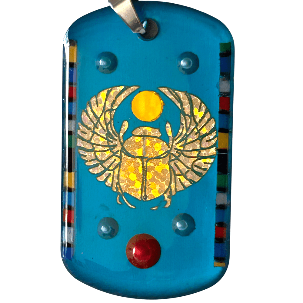 Pendente Egizio Scarabeo solare Khepri - Linea "Blue Nile" - Rinascita rjthw8-is